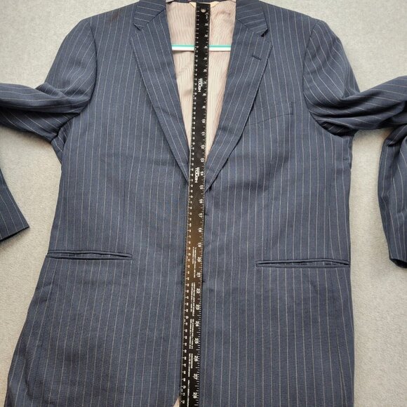 Brooks Brothers Blazer Mens Size 42 Long Tollegno 1900 Career Navy Pinst… - Picture 10 of 15